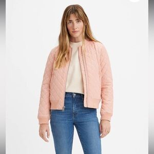 💎 NWT Women’s Levi’s Diamond Quilted Bomber Jacket in Pink Size X-Large